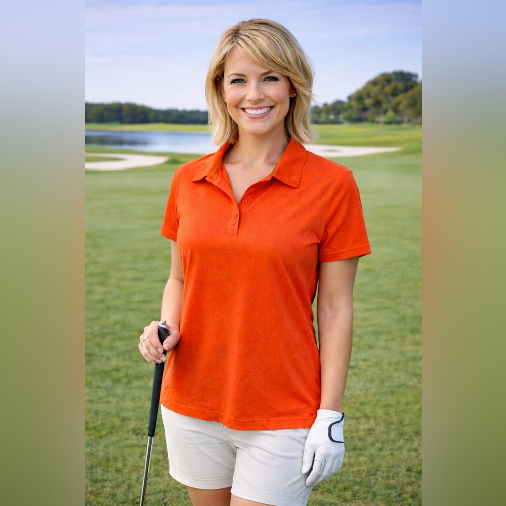 Lopez Women's Vibrant Orange Short Sleeve Golf Top